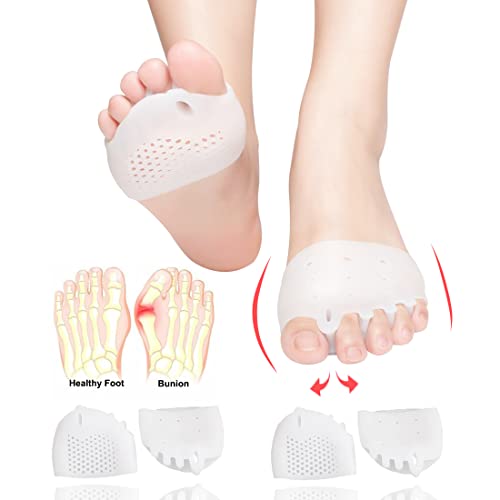 Metatarsal Pads, Gel Toe Separators, Bunion Corrector Cushion, Toe Spacers, Ball of Foot Cushions, Soft&Breathable, Idea for Mortons Neuroma, Blisters, Diabetic Feet, Hammer Toe, Rapid Pain Relief