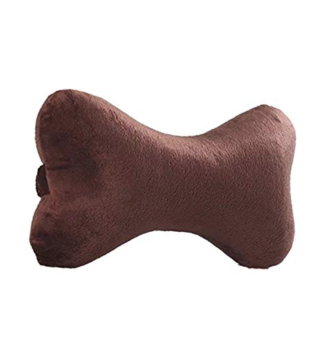 Bookishbunny Dog Bone Shaped Travel Neck Pillows Memory Foam Car Bus Truck Driving Comfort Head Rest Support (Brown)