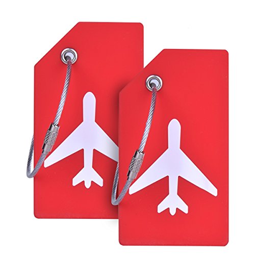 2Pack Silicone Luggage Tag with Name ID Card Perfect to Quickly Spot Luggage Suitcase by Ovener Red Color