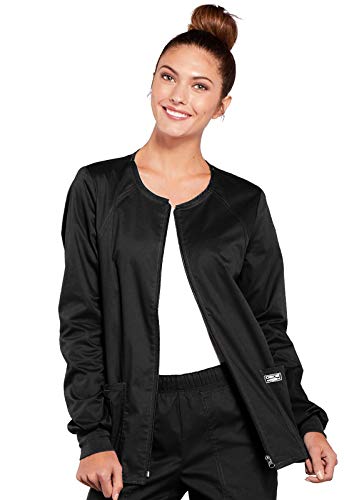 Cherokee Women's Workwear Core Stretch Warm Up Scrubs Jacket, Black, X-Large