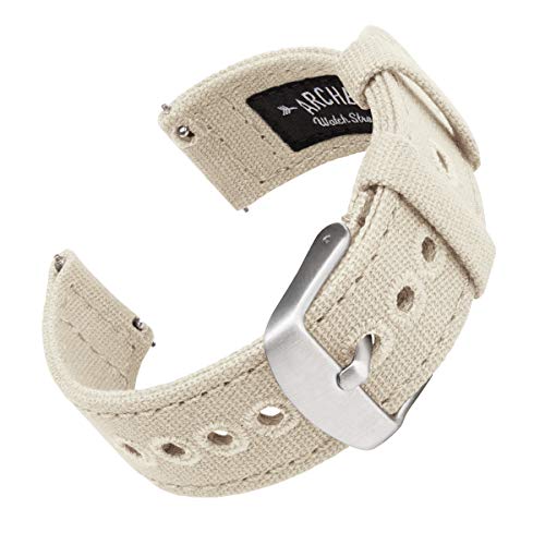 Archer Watch Straps - Canvas Quick Release Replacement Watch Bands (Alabaster, 20mm)
