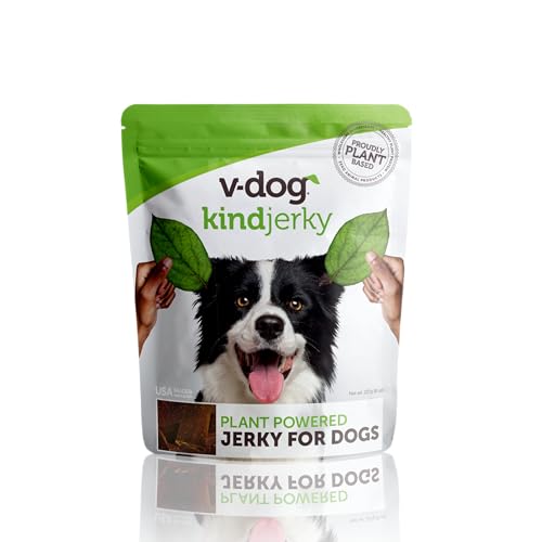 V-dog Kind Jerky - 100% Vegan Jerky Dog Treats - Plant Based Protein and Superfoods - 8 Ounce - All Natural - Made in The USA