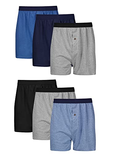 Hanes Men's Jersey Boxers 6-Pack, Soft Knit Boxers, Moisture-Wicking Jersey Boxers, 6-Pack (Colors May Vary)