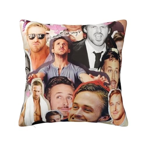 GOPEO Ryan Gosling Throw Pillow Covers Vintage Graphic Pillowcase Square Cushion Cover 20'x20'