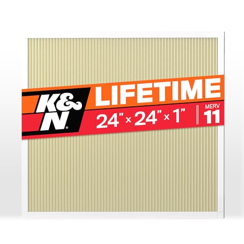 K&N 24x24x1 HVAC Furnace Air Filter, Lasts a Lifetime, Washable, Merv 11, the Last HVAC Filter You Will Ever Buy, Breathe Safely at Home or in the Office, HVC-12424