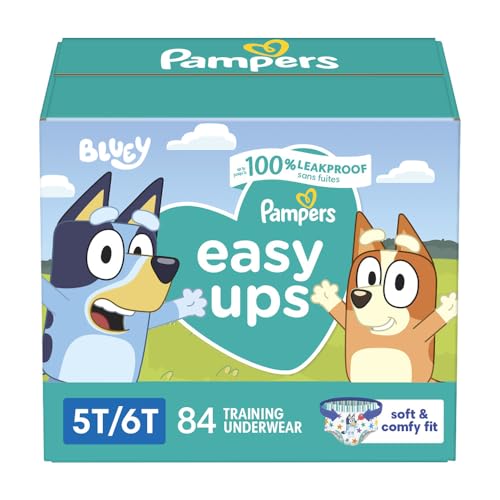 Pampers Easy Ups Boys & Girls Potty Training Pants - Size 5T-6T, One Month Supply (84 Count), Training Underwear (Packaging May Vary)