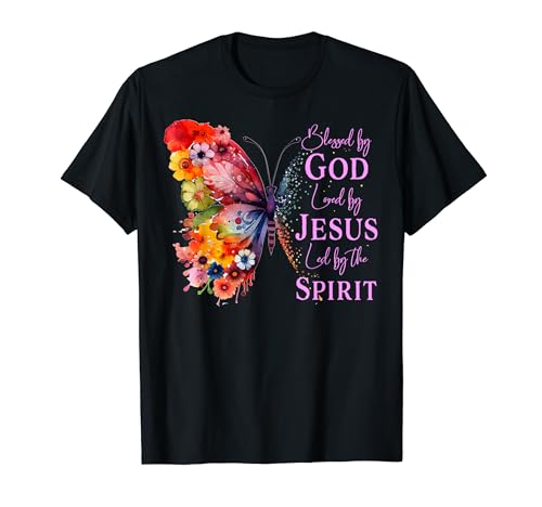 Blessed By God - Loved By Jesus, Butterfly T-Shirt