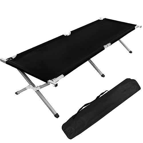 YSSOA Folding Camping Cot with Storage Bag for Adults, Portable and Lightweight Sleeping Bed for Outdoor Traveling, Hiking, Easy to Set up (Color: Black), X-Shaped Standard