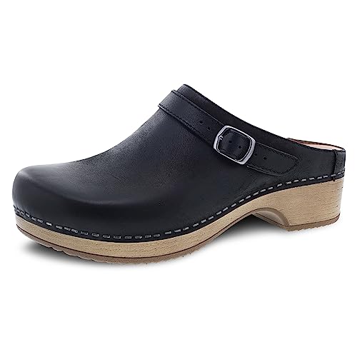 Dansko Berry Slip-On Mule Clogs for Women – Memory Foam and Arch Support for All -Day Comfort and Support – Lightweight EVA Oustole for Long-Lasting Wear Black Burnished Nubuck 8.5-9 M US