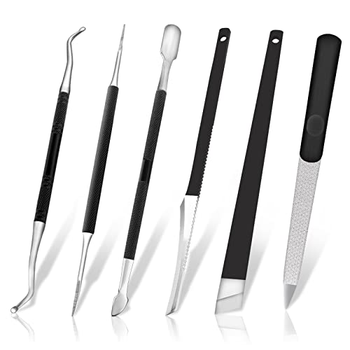 Ingrown Toenail Pedicure Tool Kit 6pcs, Ingrown Toe Nail File and Lifter Nail Pusher Pedicure Knife Set, Sharp Blade Nail Knives Kit Professional, Foot Repair Kit Stainless Steel for Nail Care