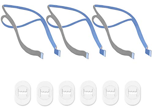 Replacement Headgear Compatible with P10 Nasal Pillow Mask Straps Included 3 Super Elastic Straps and 6 Adjustment Clips(3 Pack)