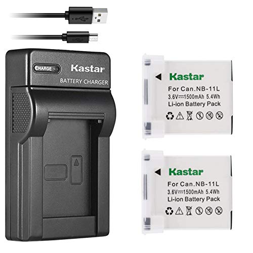 Kastar Battery (X2) & Slim USB Charger for Canon NB-11L and PowerShot SX410 is SX400 is ELPH 170 is 340 HS 320 HS 130HS 110 HS 1150 HS A2300 is A2400 is A2500 A2600 A3400 is A3500 is A4000 Cameras