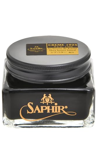 SAPHIR Medaille d'Or Pommadier Cream 75ml – Natural Cream Leather Shoe Polish, Leather Conditioner for Boots, Handbags - Black