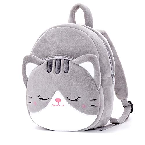 Lazada Toddler Backpack Cat Animal Kids Backpacks for Girls Kitty Plush Bag Gray Age 3+