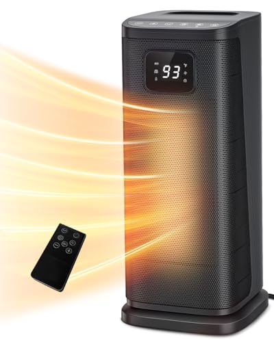 KopBeau Space Heater for Indoor Use, 1500W Electric Portable Tower w/Thermostat & Timer, Oscillating Ceramic Room Heater with 4 Modes, LED Display, Safe for Office, Home, Bedroom, 2023 Upgraded