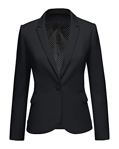 LookbookStore Blazer Jackets for Women Casual Blazers for Women Fashion 2024 Black Jacket Suit Notched Lapel Work Office Blazer Jacket Suit 2024 Office Clothes Size Medium Women Blazer Size 8 Size 10
