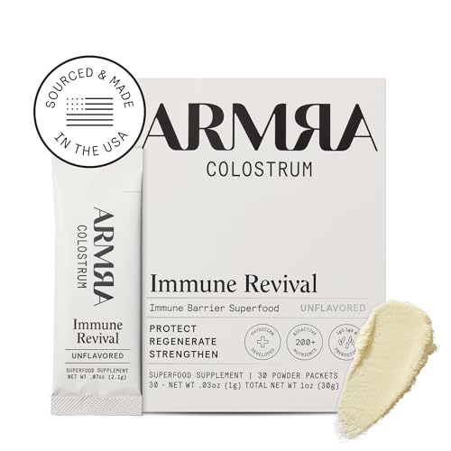 ARMRA Colostrum Premium Powder, Grass Fed, Gut Health Bloating Immunity Skin & Hair, Contains 400+ Bioactive Nutrients, Potent Bioavailable, Keto, Gluten & Fat Free (Unflavored | 30 Servings)