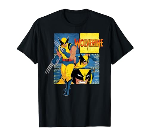 Marvel Studios X-Men ’97 Wolverine Claws Logo Action Panels T-Shirt