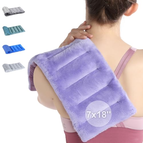 SuzziPad Microwave Heating Pad for Pain Relief, 7x18 Microwavable Heating Pads for Cramps, Muscle Ache, Joints, Neck Shoulder, Bean Bag Moist Heat Pack, Warm Compress, Purple