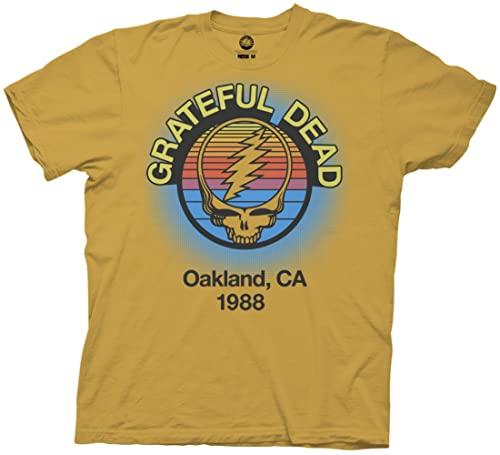 Ripple Junction Grateful Dead Men's Short Sleeve T-Shirt Steal Your Face Stealie Oakland 1988 Crew Neck Ginger X-Large