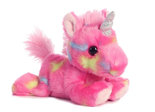 Aurora Vibrant Bright Fancies Jellyroll Unicorn Stuffed Animal - Eye-Catching Fun - Delightful Cuddles - Pink 7 Inches