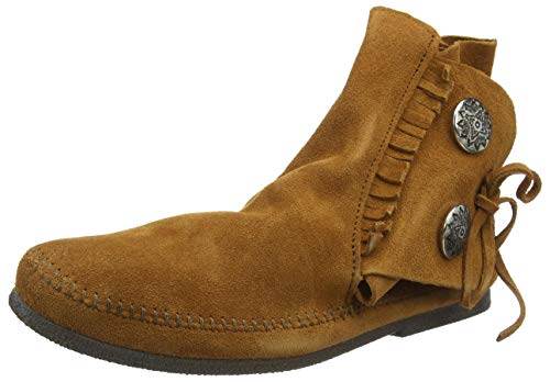 Minnetonka Mens Two Button Hardsole Boot, Brown, Size 11