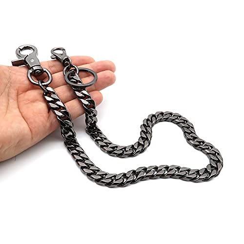 newtro Wallet Chain Men Women Boy Girl, Biker Motorcycle Pants Jean Punk Long Key Chain Ring Holder Black 17' (D06BK17)