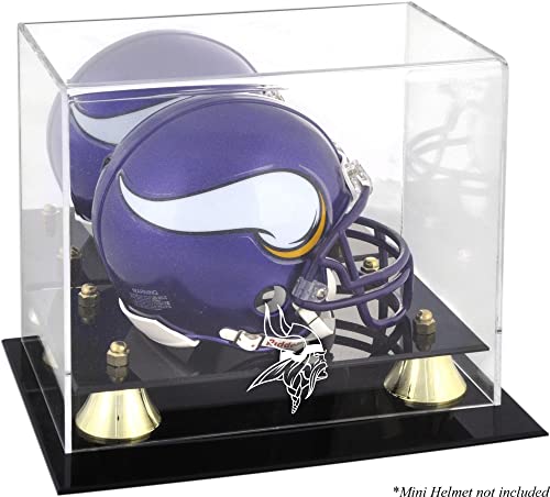 Minnesota Vikings Golden Classic Mini Helmet Display Case - Football Mini Helmet Free Standing Display Cases