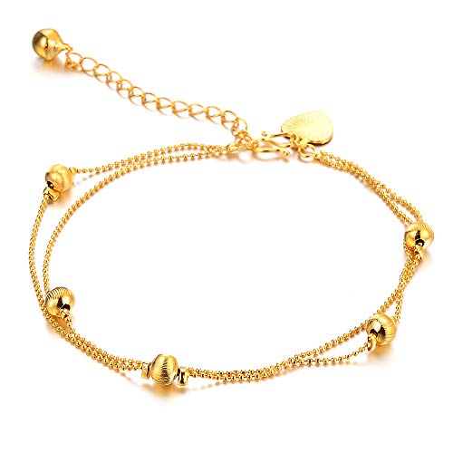 Star Jewelry 18k Gold Plated Copper Women Anklet Bracelet Chain lantern/Heart/Bells Pendant Adjustable