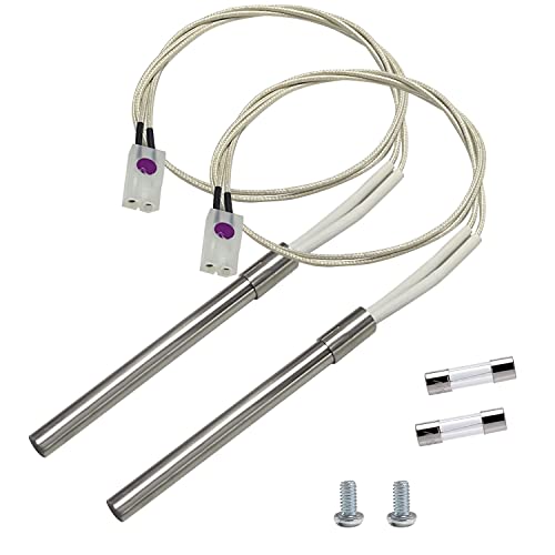 YAOAWE 2 Pack Hot Rod Igniter Kit Replacement for Pit Boss, Pellet Grill Igniter Rod Heating Element Compatible with Pitboss, for Traeger & Camp Chef Grill, with 2 Fuses