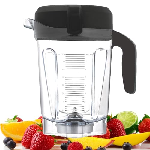 For Vitamix Blender Pitcher 64oz Low-Profile, Replacement for Vitamix 750 5200 5000 6300 7500 vm0102 vm0103 vm0197 E310 Classic/Explorian/Commercial series etc Container jar cup, 10Year Warranty