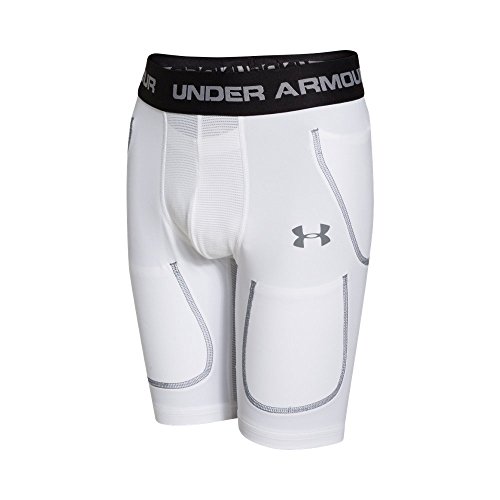 Under Armour Boy's 6-Pocket Football Girdle, White /Steel, Youth Large