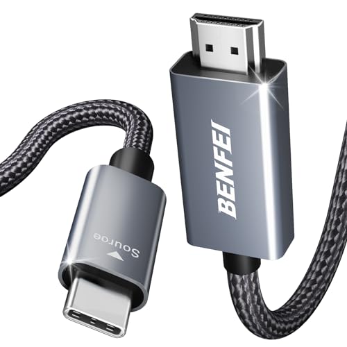 BENFEI USB C to HDMI 6 Feet Cable [4K@60Hz, Aluminum Shell, Nylon Braided], Thunderbolt 3/4 Compatible with iPhone 15 Pro/Max, MacBook Pro/Air 2023, iPad Pro, Surface Book 2, Galaxy S23 and More