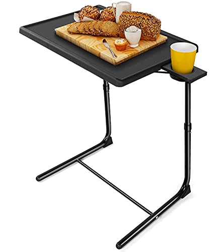 LORYERGO TV Tray - TV Table, Folding Table Trays, w/6 Height & 3 Tilt Angle, w/Cup Holder, Dinner Tray for Eating on Couch, Laptop, Bed & Couch