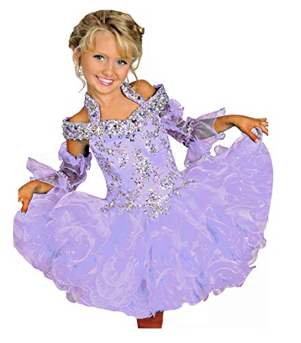 AVDA Infant Girls' Off The Shoulder Cupcake Pageant Dress Glitz Short Birthday Party Ball Gowns 7t Lavender