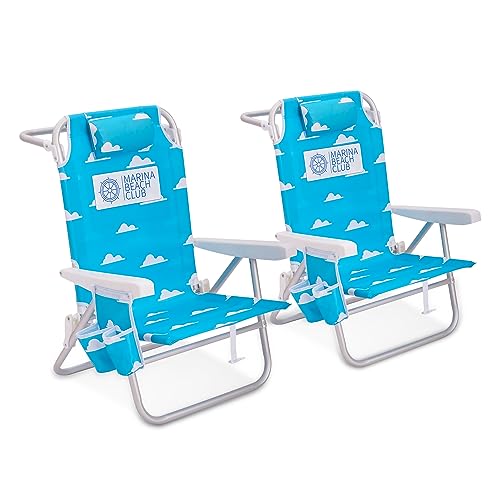 Luxury Sturdy Extra Comfort Backpack Beach Chair/Bundle of 2 Units (Light Blue)