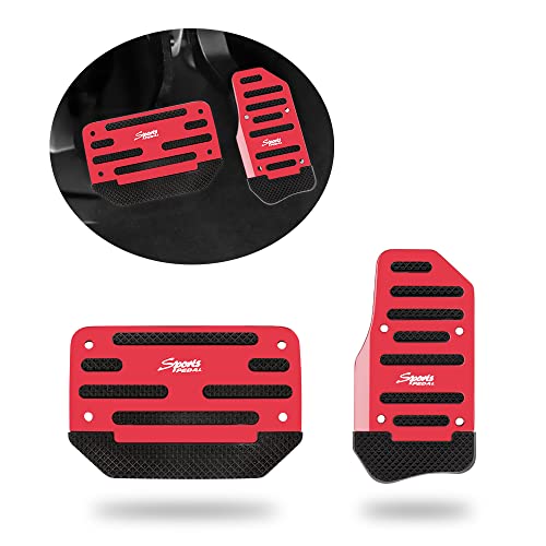 2PCS Non-Slip Car Pedal Covers,Premium Aluminum Alloy Gas and Brake Pedals Covers for Safe Driving,Car Mods Accessories Fits Automatic Transmission Car Truck SUV Van (Red/2pcs)