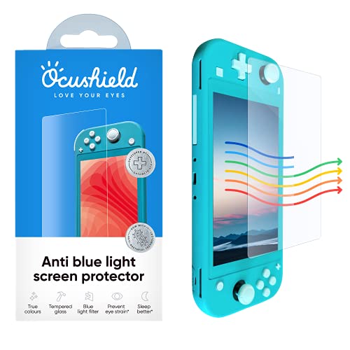 Ocushield Anti Blue Light Tempered Glass Screen Protector for Nintendo Switch Lite Console - Protect Kids Eyes from Strain and Fatigue