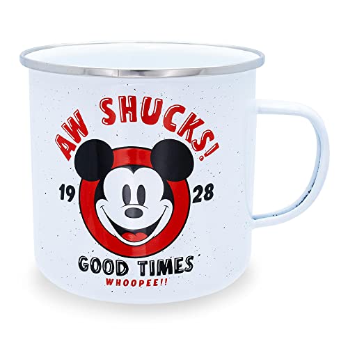 Silver Buffalo Disney Mickey Face Shucks Whoopee Enamel Camper Coffee Mug, 21 Ounces