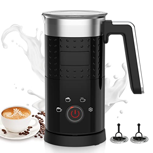 4 in 1 Electric Milk Frother: 10oz/350 mL Large Capacity Electric Milk Steamer for Hot and Cold Milk Froth - Automatic Milk Frother & Warmer for Latte, Cappuccinos, Macchiato, Hot Chocolate