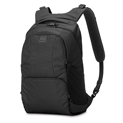 Pacsafe Metrosafe LS450 25 Liter Anti Theft Laptop Backpack - with Padded 15' Laptop Sleeve, Adjustable Shoulder Straps, Patented Security Technology (Black)