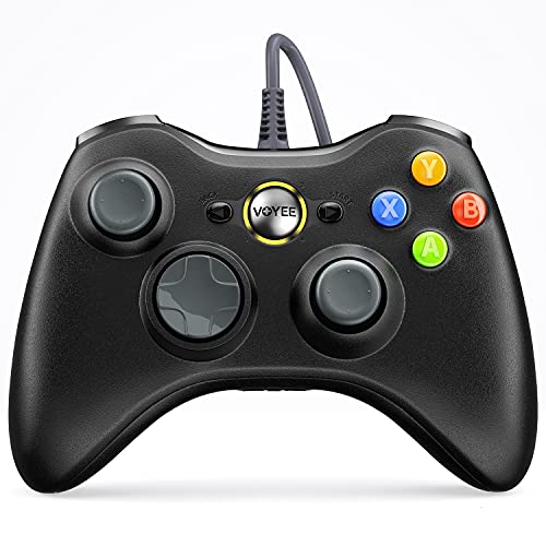 VOYEE PC Controller, Wired Controller Compatible with Microsoft Xbox 360 & Slim/PC Windows 10/8/7, with Upgraded Joystick, Double Shock | Enhanced (Gray)