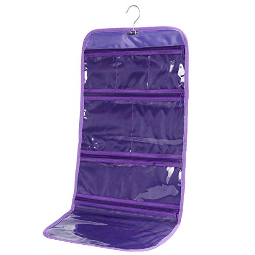 Wodison Foldable Clear Hanging Travel Toiletry Bag Cosmetic Organizer Storage (Purple)