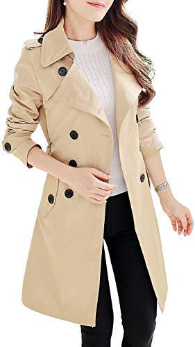 NANJUN Women's Double Breasted Trench Coat Overcoat (khaki 8)