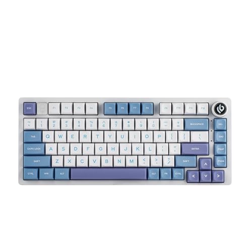 EPOMAKER x LEOBOG Hi75 Aluminum Alloy Wired Mechanical Keyboard, Programmable Gasket-Mounted Gaming Keyboard with Mode-Switching Knob, Hot Swappable, NKRO, RGB (White Purple, Graywood V3 Switch)
