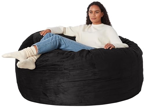 Amazon Basics Memory Foam Filled Bean Bag Chair with Microfiber Cover, 5 ft, Black, Solid