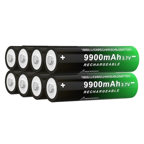 CPZZ 3.7 Volt 18650 Rechargeable Battery 9900mAh Battery Large Capacity 18650 Batteries for flashlights,doorbells (8Pack Button top 3.7v Battery 0310)