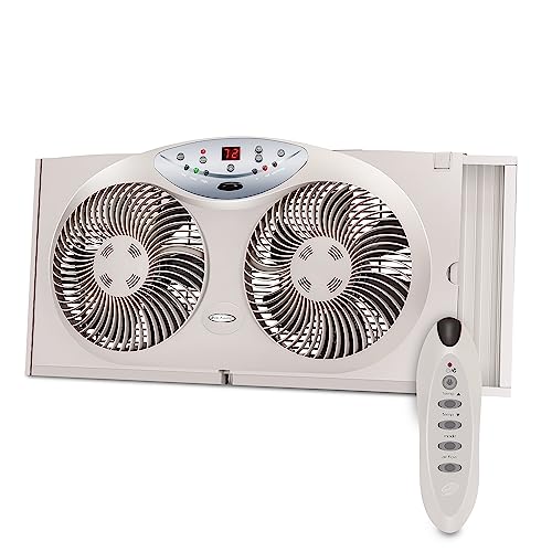 Bionaire 8.5' Twin Window Fan with Reversible Airflow, 3 Speeds, Remote Control
