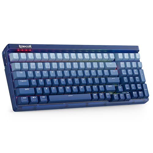 Redragon K656 PRO 3-Mode Wireless RGB Gaming Keyboard, 100 Keys Mechanical Keyboard w/Translucent Board, Hot-Swappable Socket, Sound Absorbing Foam & Custom Tactile Switch, Gradient BlueMade