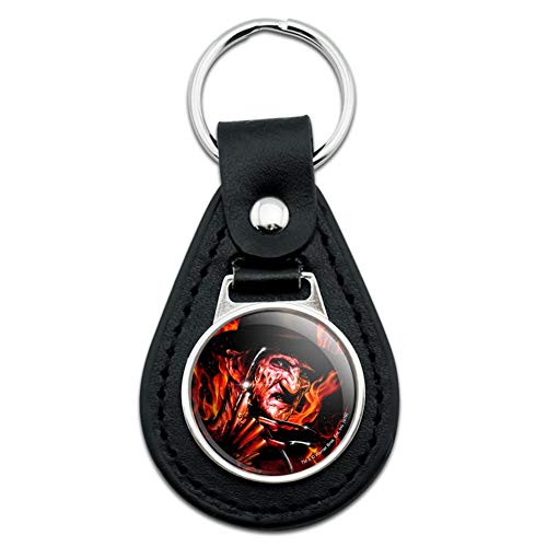 GRAPHICS & MORE Black Leather A Nightmare on Elm Street Freddy's Fire Keychain
